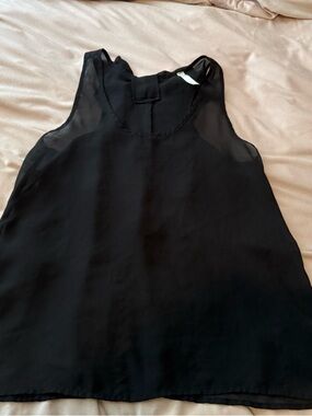 Black Sheer Bow-Back Chiffon Tank Top